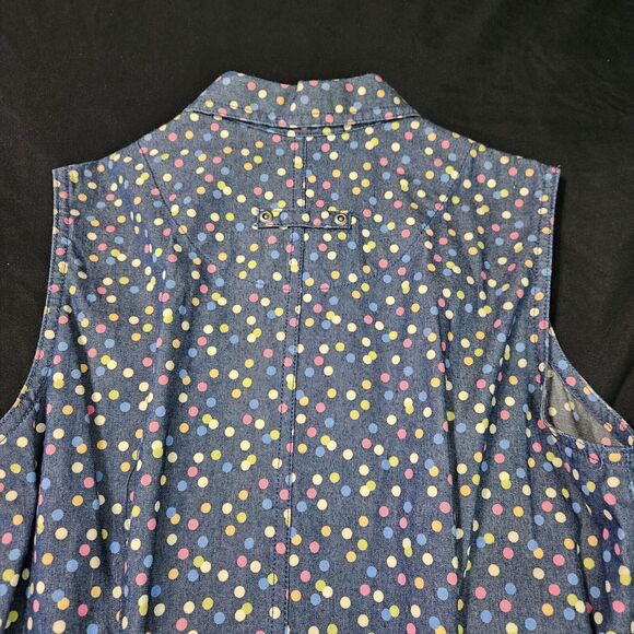 Liz Claiborne Womens Dress Multi-Color Size 8 100% Cotton Sleeveless Polka Dot - Picture 12 of 12